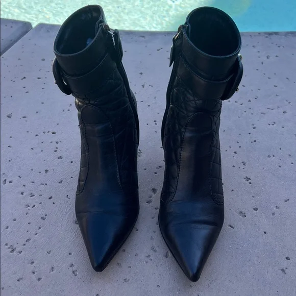 BURBERRY Black Quilted Pointed-Toe Ankle Boots
